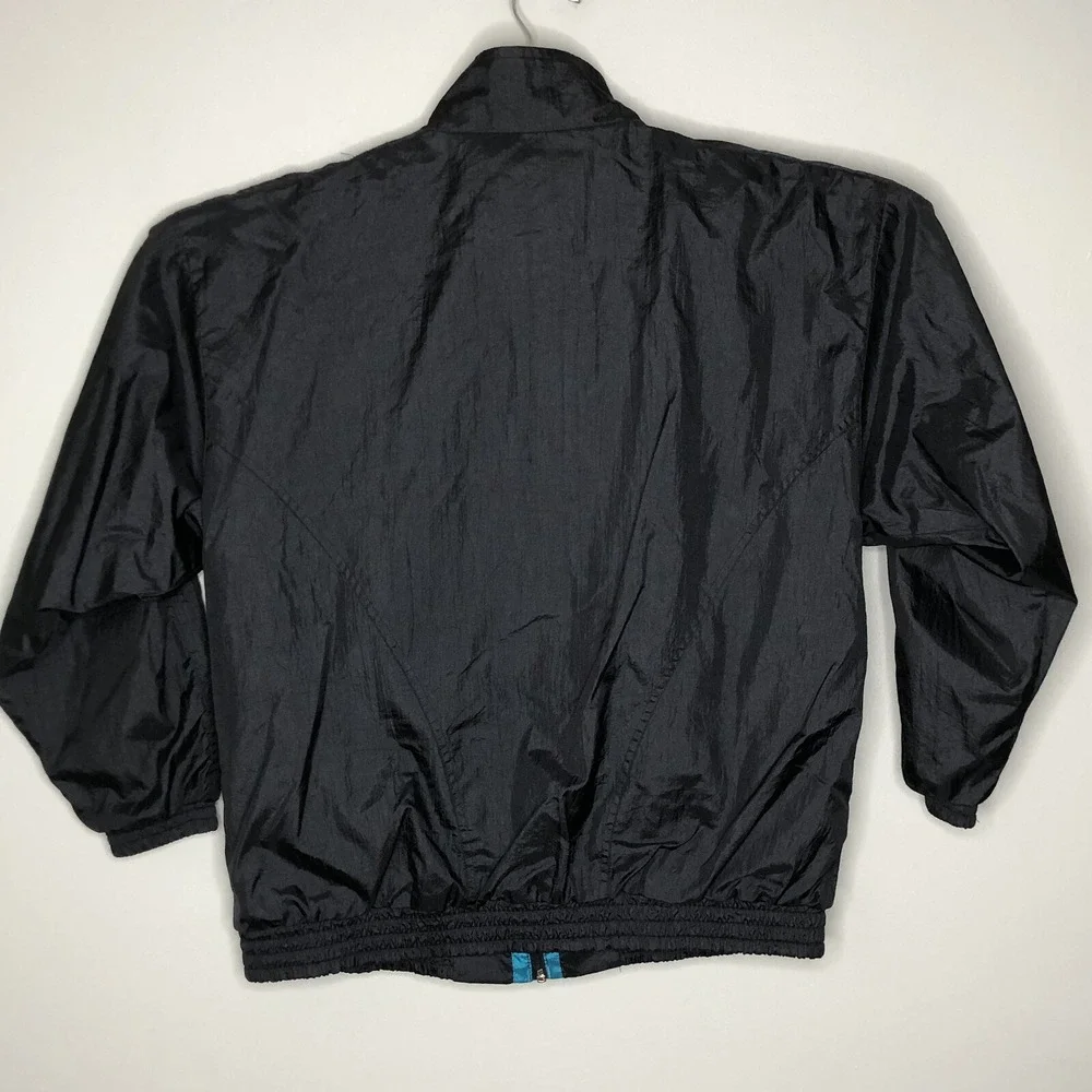 Bolo Spirit Men's Large Black Retro Windbreaker Full Zip Lined Track‎ Jacket VTG